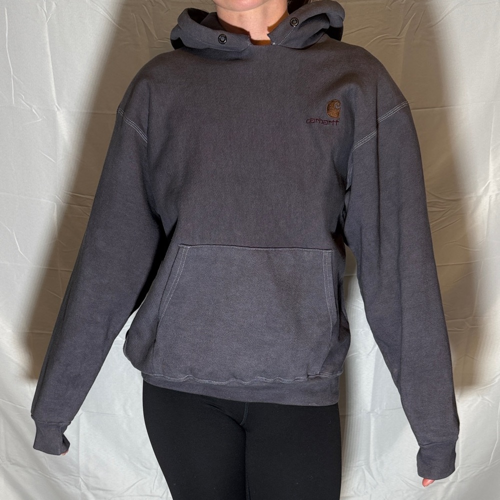 90’s Vintage Carhartt Charcoal Gray Pullover Hooded Sweatshirt